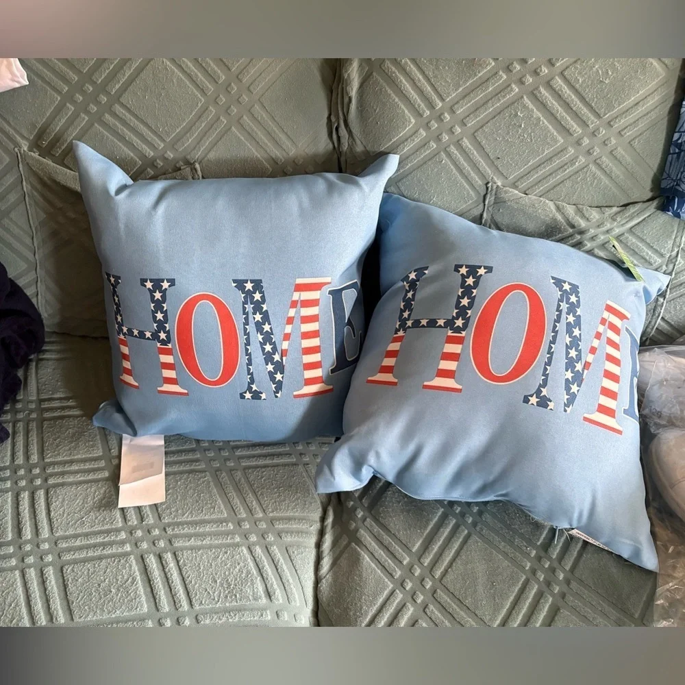 Fun Holiday  Patriotic Blue Home Holiday Pillow Outdoor pillows 16x16